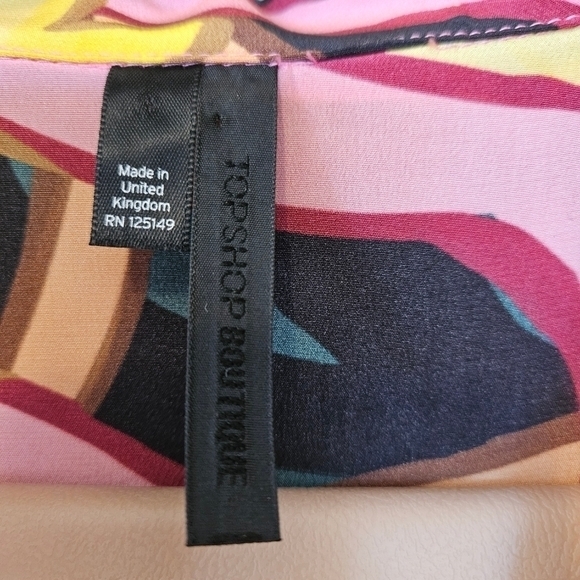 Topshop‎ boutique Karalina York design abstract floral pink silk Blouse size 4 - Picture 6 of 11